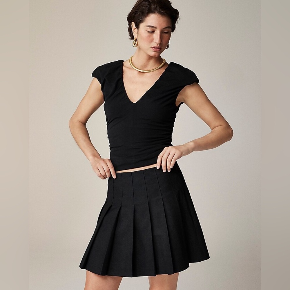 J. Crew Ruched V-neck top in stretch cotton blend